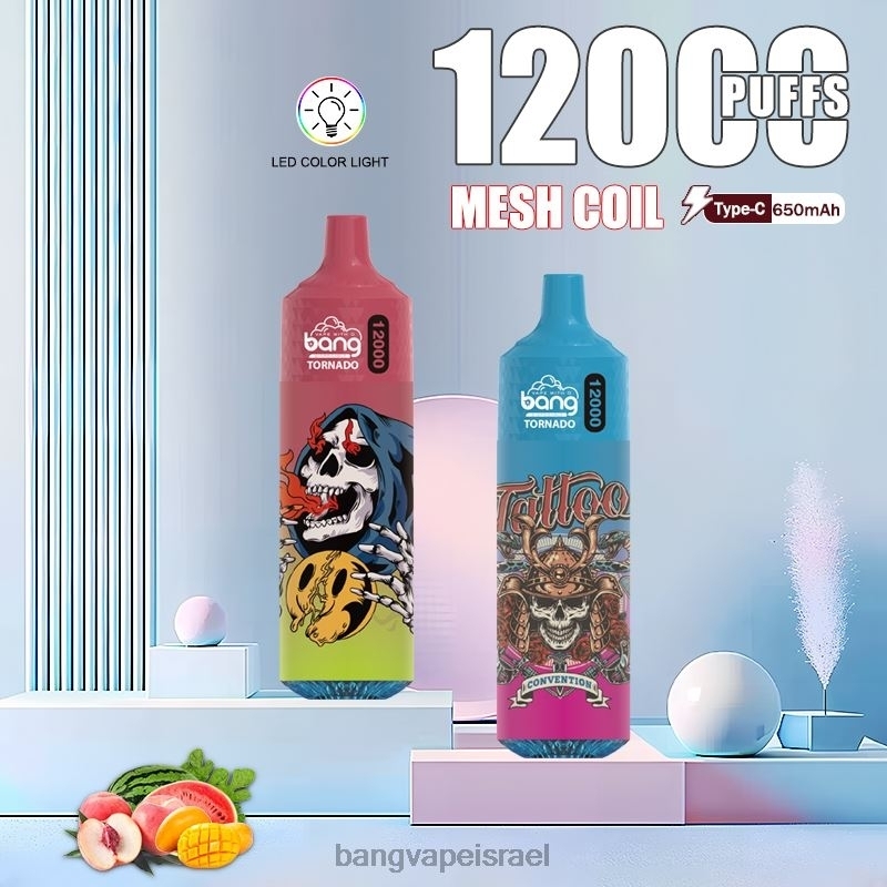 Bang Vape Tornado 12000 פחזניות עם סליל לד ורשת 4J2PV4 חַד פַּעֲמִי vape gang flavors