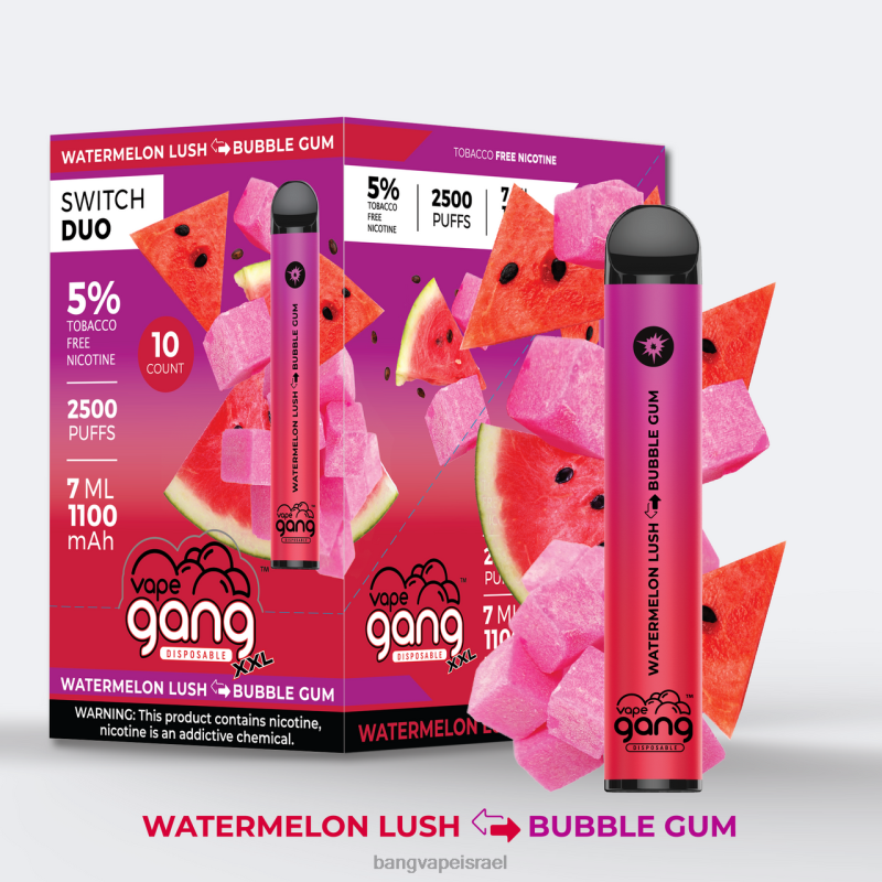 Vape Gang Switch Duo 2 טעמים (קופסה של 10) 4J2PV38 תות אלוורה - מנגו תות bang box vape flavors