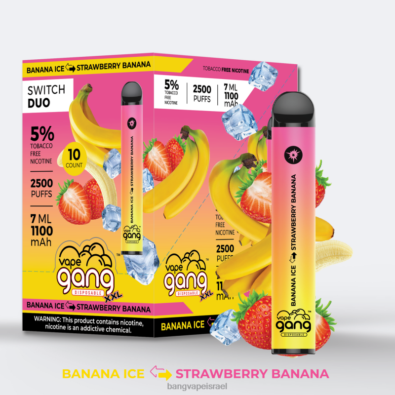 Vape Gang Switch Duo 2 טעמים (קופסה של 10) 4J2PV49 אבטיח שופע - מסטיק best Bang Vape flavor