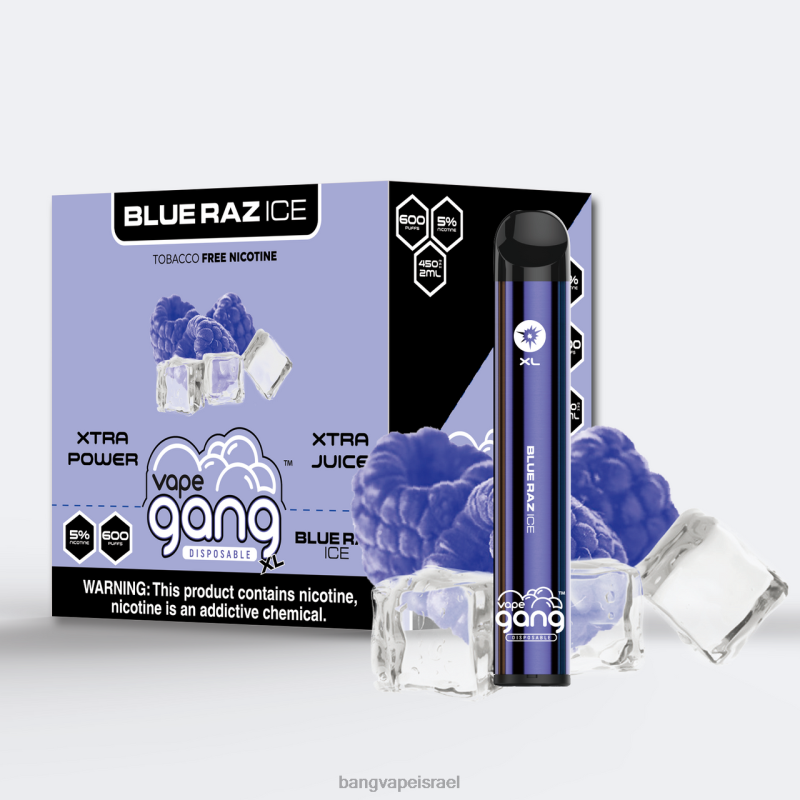 Vape Gang XL ואפים חד פעמיים 600 פחזניות (קופסה של 10) 4J2PV61 קרח רז כחול best Bang Vape flavor