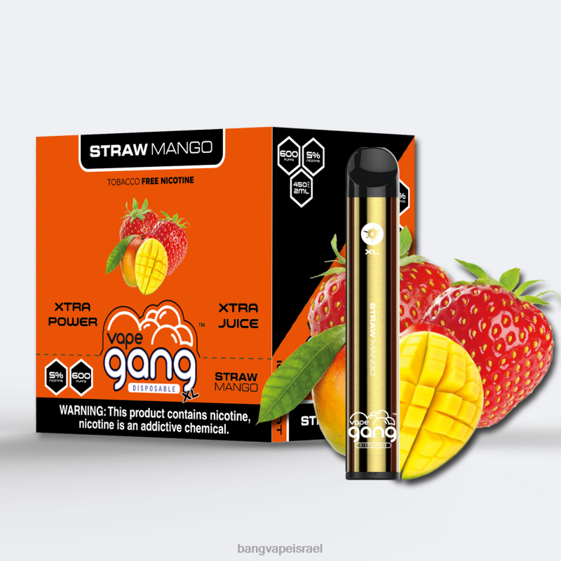 Vape Gang XL ואפים חד פעמיים 600 פחזניות (קופסה של 10) 4J2PV66 מנגו קש vape gang flavors