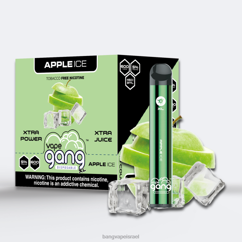 Vape Gang XL ואפים חד פעמיים 600 פחזניות (קופסה של 10) 4J2PV67 קרח תפוח bang disposable vape flavors
