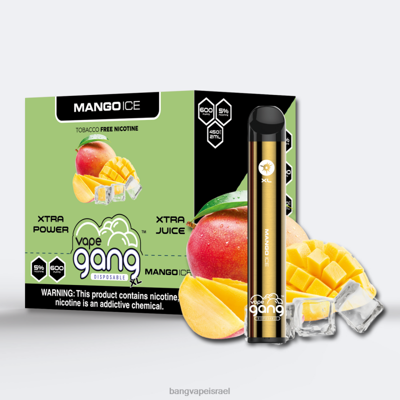 Vape Gang XL ואפים חד פעמיים 600 פחזניות (קופסה של 10) 4J2PV68 קרח מנגו vape gang disposables