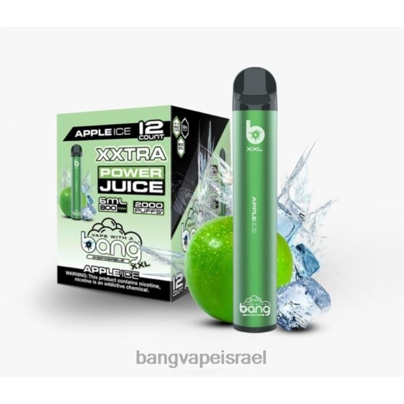 Bang Vape XXL 2000 שאיפות 4J2PV12 קרח תפוח Bang Vape jerusalem
