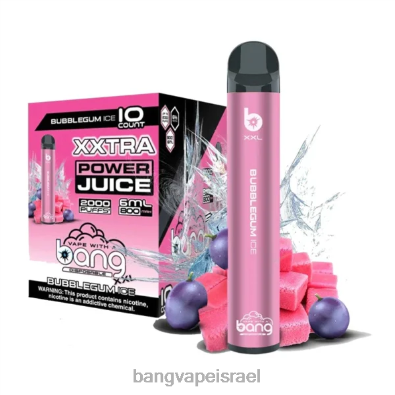 Bang Vape XXL 2000 שאיפות 4J2PV15 קרח מסטיק bang disposable vape flavors