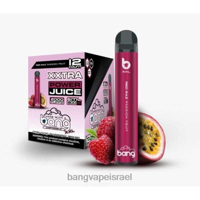 Bang Vape XXL 2000 שאיפות 4J2PV22 פסיפלורה רז אדום Bang Vape jerusalem