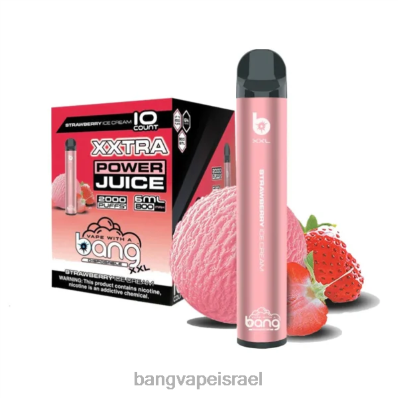 Bang Vape XXL 2000 שאיפות 4J2PV23 גלידת תות vape gang israel